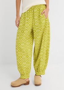 bonprix Haremshose aus reiner Baumwolle, gr&uuml;n, Gr.50, Bequeme und sommerliche Hose aus reiner Baumwolle mit weitem Bein, aus 100% Baumwolle