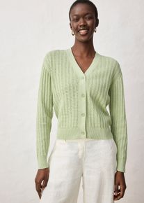 bonprix Ajour-Strickjacke mit Leinenanteil, gr&uuml;n, Gr.44/46 (L), Ideal f&uuml;r den Sommer ist diese Ajour-Strickjacke mit Leinenanteil, aus Leinen