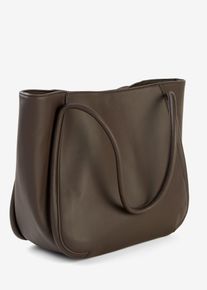 bonprix Shopper mit runder Paspelierung und gro&szlig;er Innentasche, braun, Gr.29x36 cm, Modischer Shopper in Lederoptik optimal f&uuml;r den Alltag