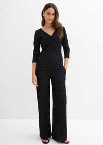 bonprix Shirt und Hose (2-tlg.Set) aus strukturiertem Cr&ecirc;pe, schwarz, Gr.44/46 (L), Modernes Set aus strukturiertem Jersey