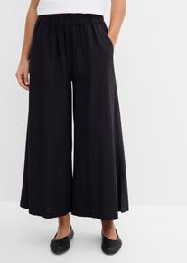 bonprix Palazzo-Hose aus Leinenmix, schwarz, Gr.36, Palazzo-Hose mit hochgeschnittenem, elastischen Bund in 7/8-L&auml;nge., aus Leinen,Viskose