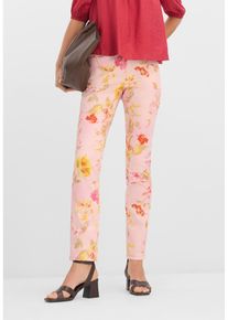 bonprix Stretch-Hose mit Bl&uuml;ten Print, rosa, Gr.54, elegante Stretch-Hose mit Blumen-Print, 56% Baumwolle