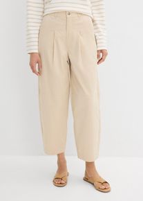 bonprix Leichte Twill-Culotte in Ballonoptik, beige, Gr.46, Twill-Culotte mit zwei Abn&auml;hern vorne in Barrelshape, 98% Baumwolle