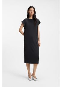 Midikleid BOSS Orange "Endra Premium Damenmode", Damen, Gr. XS, N-Gr, schwarz 001, Jersey, Obermaterial: 70% Modal, 30% Polyester, unifarben, gerade Midi, Rundhals, abgesteppte Kante, Kleider Midikleid, mit Knotendetail, gerade geschnitten