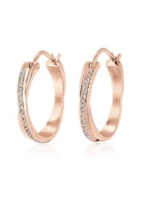 Paar Creolen Elli "Ohrringe Creole Verschlungen Kristall 925 Silber" Gr. 26, rosa (rosegold), Ohrringe, Damen, mit Stein, Silber 925 (Sterlingsilber), Paar Creolen