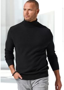 H.I.S. Rollkragenpullover H.I.S, Herren, Gr. 3XL (64/66), schwarz, Strick, Obermaterial: 50% Baumwolle, 50% Polyacryl, unifarben, regular fit, Rundhals, B&uuml;ndchen, Pullover Rollkragenpullover, Strickpullover in modischer Struktur