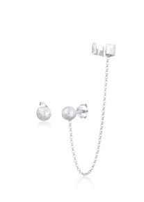Paar Ohrstecker Elli "Ohrringe Earcuff Klemme Stecker Kugel 925 Silber", silber, Ohrringe, Damen, ohne Stein, Silber 925 (Sterlingsilber), Paar Ohrstecker