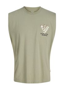 Jack & Jones Muskelshirt JACK & JONES "JORMONTAUK GRAPHIC SL TEE CREW NECK", Damen, Gr. XS, seagrass, Jersey, Obermaterial: 100% Baumwolle, bedruckt, relaxed fit normal, Rundhals, Shirts Muskelshirt
