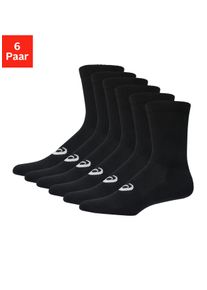 Sportsocken asics "6 PACK CREW SOCK", Damen, Gr. M (39/42), performance schwarz, Obermaterial: 70% Baumwolle, 16% Nylon, 11% Polyester, 3% sonstige Fasern, Socken Sportsocken, f&uuml;r Fitness, mit Mesh-Knit-Gewebe, mit D&auml;mpfung