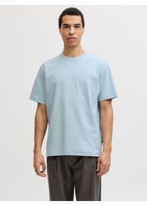 Jack & Jones T-Shirt JACK & JONES "JPRBLAOWEN SS BRANDING TEE SN", Damen, Gr. M, chambray blau, Jersey, Obermaterial: 95% Baumwolle, 5% Elasthan, unifarben, relaxed fit normal, Rundhals, Shirts T-Shirt, Baumwollmischung, relaxed fit