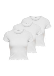 T-Shirt Only "T-Shirt ONLEMMA SHORT TOP 3P 3er Pack", Damen, Gr. S, wei&szlig;, Obermaterial: 65% Polyester PES. 30% Viskose CV. 5% Elasthan EL., Shirts T-Shirt