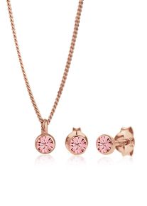 Ohrring und Ketten Set Elli "Schmuckset Basic Solit&auml;r 925 Sterling Silber, mit Kristallen von Swarovski" Gr. 45, rosa, Schmuck_Sets, Herren, 45, Ohrring und Ketten Set