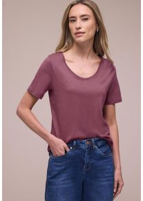 T-Shirt Street One "Style Gerda", Damen, Gr. 46, schwarz clouded blush, Jersey, Obermaterial: 50% Baumwolle, 50% Modal, unifarben, regular fit normal, Rundhals, Shirts T-Shirt