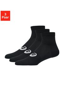 Laufsocken asics "3 PACK QUARTER SOCK", Damen, Gr. XL (47/49), performance schwarz, Obermaterial: 69% Baumwolle, 24% Polyester, 5% Nylon, 2% sonstige Fasern, Socken Laufsocken, f&uuml;r Fitnessaktivit&auml;ten, mit Mesh-Knit-Gewebe, mit D&auml;mpfung