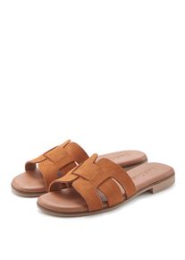 Pantolette Lascana "Mule, Sandale, offener Schuh, Sommerschuh", Damen, Gr. 40, braun (camelfarben), Obermaterial: 100% Rindsleder. Decksohle: 100% Textilmaterial. Futter: 100% Textilmaterial. Laufsohle: 100% Synthetik, unifarben, Basic, Schuhe Pantolette, aus hochwertigem Leder