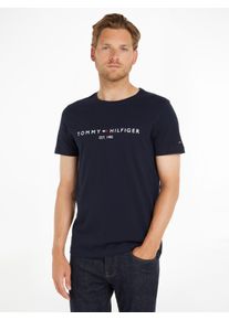 T-Shirt Tommy Hilfiger "TOMMY FLAG HILFIGER TEE", Damen, Gr. XXL (56), wei&szlig; (sky captain), Single Jersey, Obermaterial: 100% Baumwolle, bestickt, unifarben, normal h&uuml;ftbedeckend, Rundhals, abgesteppte Kante, Shirts T-Shirt, aus Bio-Baumwolle, Regular Fit, Topseller