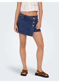 Jeansshorts Only "ONLLESLY REG LB DNM SKORT BJ NOOS", Damen, Gr. XS, N-Gr, dunkelblau denim, Denim/Jeans, Obermaterial: 100% Baumwolle, unifarben, regular fit kurz, Jeans Jeansshorts, Baumwolle, Regular Waist, Hosenrock