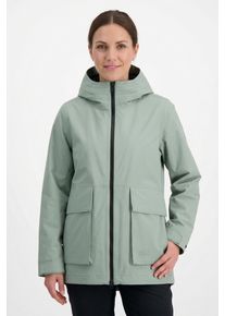 Funktionsjacke Jack Wolfskin "NABUR 2L JKT W", Damen, Gr. XL (46), gr&uuml;n zinnia, Web, Obermaterial: 100% Polyamid. Futter: 100% Polyester, unifarben, Basic Po-bedeckend, mit Druckkn&ouml;pfen,verstellbar, Jacken Funktionsjacke, wasserdicht, atmungsaktiv, &Uuml;bergangsjacke, aufgesetzte Cargotaschen