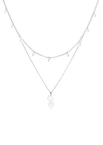 Ketten-Set Elli "Halskette Set Erbskette Pl&auml;ttchen Quadrat (2 tlg) 925 Silber" Gr. 40, silber, Halsketten, Damen, ohne Stein, Silber 925 (Sterlingsilber), Ketten-Set