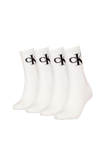 Socken Calvin Klein Jeans "CKJ WOMEN SOCK 4P MONOGRAM ECOMM", Damen, Gr. 35-38, wei&szlig;, Baumwollmischung, elastisch, Socken Socken