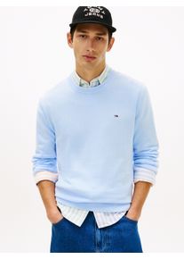 Strickpullover Tommy Jeans "TJM SLIM FIT LIGHT SWEATER", Damen, Gr. XL, sweet blau, Strick, Obermaterial: 100% Baumwolle, slim fit normal, Rundhals, eingesetzt Rippstrickb&uuml;ndchen, Pullover Strickpullover, Slim fit mit Rundhalsausschnitt