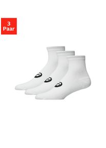 Laufsocken asics "3 PACK QUARTER SOCK", Damen, Gr. XL (47/49), brilliant wei&szlig;, Obermaterial: 69% Baumwolle, 24% Polyester, 5% Nylon, 2% sonstige Fasern, Socken Laufsocken, f&uuml;r Fitnessaktivit&auml;ten, mit Mesh-Knit-Gewebe, mit D&auml;mpfung