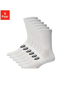 Sportsocken asics "6 PACK CREW SOCK", Damen, Gr. XL (47/49), brilliant wei&szlig;, Obermaterial: 70% Baumwolle, 16% Nylon, 11% Polyester, 3% sonstige Fasern, Socken Sportsocken, f&uuml;r Fitness, mit Mesh-Knit-Gewebe, mit D&auml;mpfung