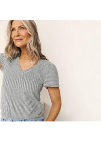 LANDS' END Shirt mit kurzen Flatter&auml;rmeln und V-Ausschnitt, Damen,  Wei&szlig;, Baumwolle, by Lands' End