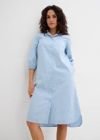 bonprix Blusenkleid aus leichter Baumwolle, blau, Gr.50, Blusenkleid in leichter A-Linie. Mit seitlichen Eingriffstaschen und elastischem Abschluss am &Auml;rmel., aus 100% Baumwolle