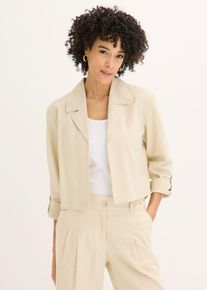 bonprix Blusenjacke aus Leinenmix, beige, Gr.50, modische Blusenjacke aus Leinenmix, 55% Leinen (verifiziert)