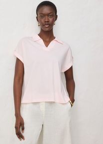 bonprix Poloshirt mit Seidenanteil weit geschnitten, rosa, Gr.44/46 (L), bequemes Baumwoll-Seiden Poloshirt, aus Seide