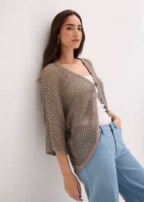 bonprix Ajour-Strickjacke, braun, Gr.40/42 (M), Leichte Ajour-Strickjacke