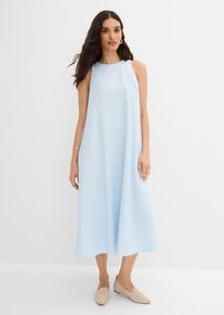 bonprix Ausgestelltes Midikleid aus Viskose-Mix, blau, Gr.42, Midikleid in lockerer Passform mit einem teilelastischen Ausschnitt sowie Seitennahttaschen, aus Viskose
