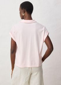 bonprix Poloshirt mit Seidenanteil weit geschnitten, rosa, Gr.52/54 (XXL), bequemes Baumwoll-Seiden Poloshirt, aus Seide