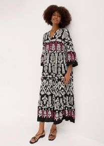 bonprix Maxikleid, schwarz, Gr.44, Modernes Tunika-Kleid in Maxil&auml;nge aus flie&szlig;ender Viskose, aus Viskose