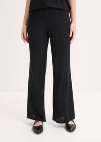 bonprix Strickhose aus luftigem Leinen-Mix, schwarz, Gr.48/50 (XL), Bequem und modern geschnitten, aus Leinen