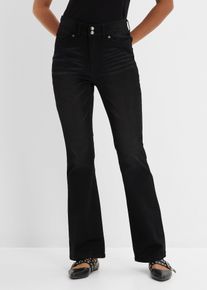 bonprix Bootcut Jeans Mid Waist Shaping, schwarz, Gr.42, Figurfreundliche Bootcut-Jeans mit Push-up-Effekt und Bequembund, 71% Baumwolle