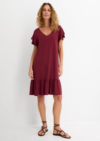 bonprix Jerseykleid mit Volant aus Viskose-Mix, rot, Gr.52/54 (XXL), Attraktives Jerseykleid mit Volants, aus Viskose