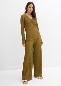 bonprix Shirt und Hose (2-tlg.Set) aus strukturiertem Cr&ecirc;pe, gr&uuml;n, Gr.36/38 (S), Modernes Set aus strukturiertem Jersey