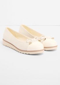 bonprix Ballerinas mit gepolsterter Innensohle, beige, Gr.39, Bequeme Komfort Ballerina mit Schleife, aus Vegan