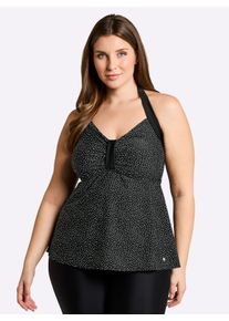 sheego Gro&szlig;e Gr&ouml;&szlig;en Tankini-Oberteil mit P&uuml;nktchenprint, schwarz-wei&szlig;-getupft, Gr&ouml;&szlig;e 48B - Damen