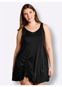 sheego Gro&szlig;e Gr&ouml;&szlig;en Badekleid mit Raffung am Saum, schwarz, Gr&ouml;&szlig;e 58F - Damen