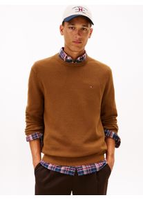 Rundhalspullover Tommy Hilfiger "ESSENTIAL STRUCTURE CREW NECK mit Struktur und Label", Damen, Gr. S, highland khaki, Strick, Obermaterial: 100% Baumwolle, Rundhals, Rippb&uuml;ndchen, Pullover Rundhalspullover, unifarben, casual, regular fit, Baumwolle, Rundhals