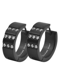 Adelia&acute;s Paar Creolen ADELIA&acute;S "Damen Ohrringe &iquest; Klappcreole aus Edelstahl mit Strass Steinchen", schwarz, Ohrringe, Damen, Edelstahl, Paar Creolen