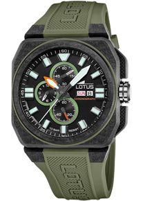 Chronograph Lotus, gr&uuml;n (olivgr&uuml;n), Armbanduhren, Damen, Chronograph, Quarzuhr, Armbanduhr, Herrenuhr, Kautschukband, Datum, Stoppfunktion