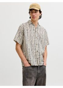Jack & Jones Kurzarmhemd JACK & JONES "JPRBLULYON PRINT DOBBY S/S SHIRT SN", Damen, Gr. XXL, N-Gr, moonstruck aop, Web, Obermaterial: 100% Baumwolle, bedruckt, normal, Hemden Kurzarmhemd