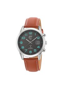 Funkuhr ETT "Gobi", braun, schwarz, Armbanduhren, Damen, Funkuhr, Armbanduhr, Solar, Herrenuhr, Lederarmband, analog, digital, Tag