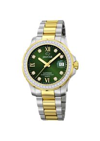 Quarzuhr Jaguar "Executive", silberfarben, gelbgoldfarben, gr&uuml;n, Armbanduhren, Damen, Quarzuhr, Armbanduhr, Damenuhr, Swiss Made, Edelstahlarmband, analog, Tag