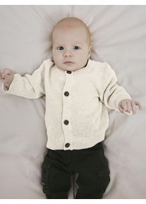 Strickjacke name it "NBNBUBBA LS KNIT CARD NOOS", Jungen, Gr. 50, beige (peyote melange), Strick, Obermaterial: 100% Baumwolle, unifarben, regular fit normal, Rundhals, Rippb&uuml;ndchen, Strickjacken Strickjacke, in dezent strukturierter Qualit&auml;t, Topseller