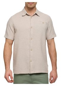 Kurzarmhemd INDICODE "INTrope SS", Damen, Gr. XXL, N-Gr, fog, Web, Obermaterial: 55% Leinen, 45% Baumwolle, unifarben, regular fit, Hemden Kurzarmhemd